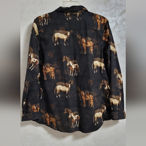 Vintage Bit & Bridle western black 🐎 horses button-down size XL - Picture 3 of 4